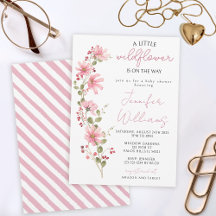 ワイルドフラワーフローラピンクの水色のベビーガールシャワー