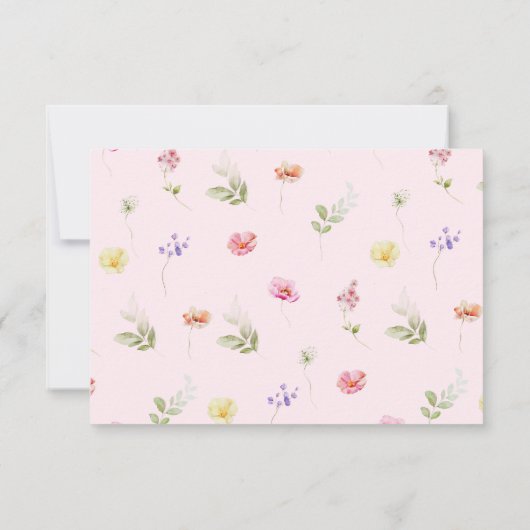 ワイルドフラワーフローラピンクボウ赤ちゃんシャワー サンキューカード (裏面)