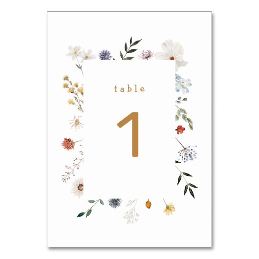 ワイルドフラワーフローラフレーム赤ちゃんシャワー テーブルナンバー (正面)