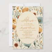 ワイルドフラワーフローラフレーム赤ちゃんシャワー 招待状 (正面)