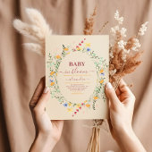 ワイルドフラワーフローラフレーム赤ちゃんシャワー 招待状