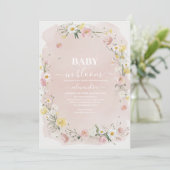 ワイルドフラワーフローラフレーム赤ちゃんシャワー 招待状 (スタンド正面)