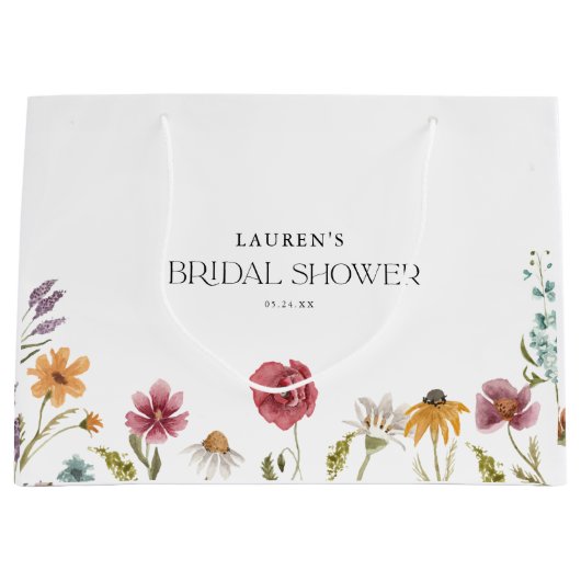 ワイルドフラワーフローラブライダルシャワーの恩恵 ラージペーパーバッグ (正面)