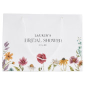 ワイルドフラワーフローラブライダルシャワーの恩恵 ラージペーパーバッグ (裏面)