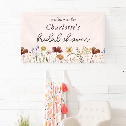 ワイルドフラワーフローラブライダルシャワーへようこそ 横断幕 (インサイチュ)
