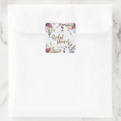 ワイルドフラワーフローラブライダルシャワーステッカー スクエアシール (バッグ)