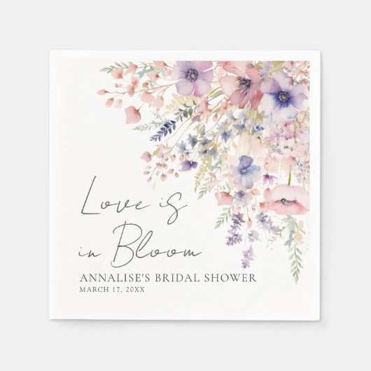 ワイルドフラワーフローラブライダルシャワーナプキンス スタンダードカクテルナプキン (正面)