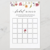 ワイルドフラワーフローラブライダルシャワービンゴゲームカード (正面)