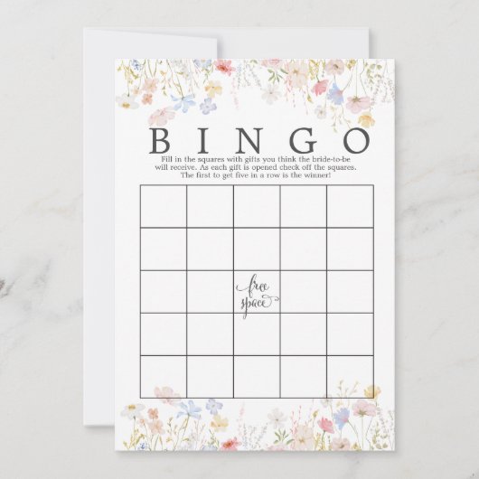 ワイルドフラワーフローラブライダルシャワービンゴゲームシャワー 招待状 (正面)