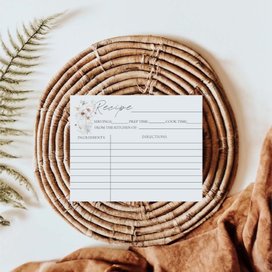 ワイルドフラワーフローラブライダルシャワーレシピカード