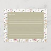 ワイルドフラワーフローラブライダルシャワーレシピカード ポストカード (裏面)