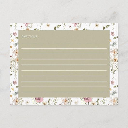 ワイルドフラワーフローラブライダルシャワーレシピカード ポストカード (裏面)