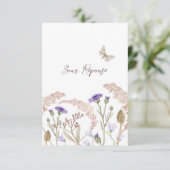 ワイルドフラワーフローラブラウン秋の結婚式シンプル 出欠カード (スタンド正面)