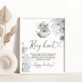 ワイルドフラワーフローラブルー持参狩りブライダルシャワー ポスター