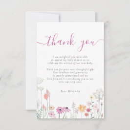 ワイルドフラワーフローラベイビーシャワーありがとう サンキューカード
