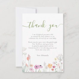 ワイルドフラワーフローラベイビーシャワーありがとう サンキューカード