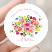 ワイルドフラワーフローラベイビーシャワーありがとう ラウンドシール