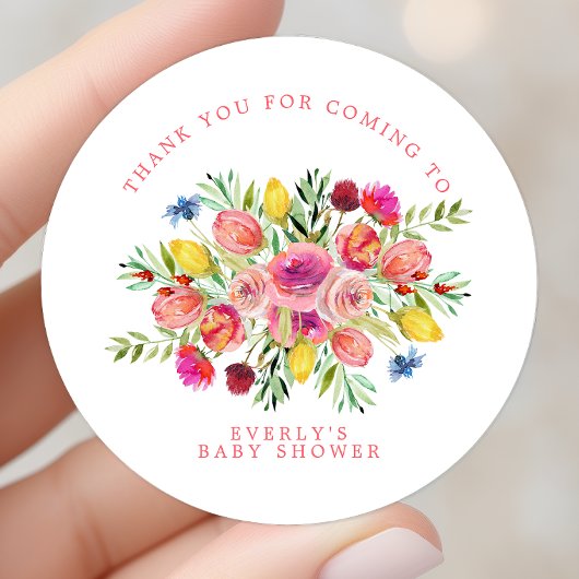 ワイルドフラワーフローラベイビーシャワーありがとう ラウンドシール