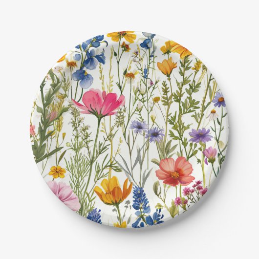 ワイルドフラワーフローラベビーイン開花ベビーシャワー春 ペーパープレート (正面)