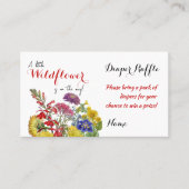 ワイルドフラワーフローラベビーシャワーおむつラッフルゲーム 名刺 (正面)