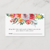 ワイルドフラワーフローラベビーシャワーおむつラッフル エンクロージャーカード (正面)