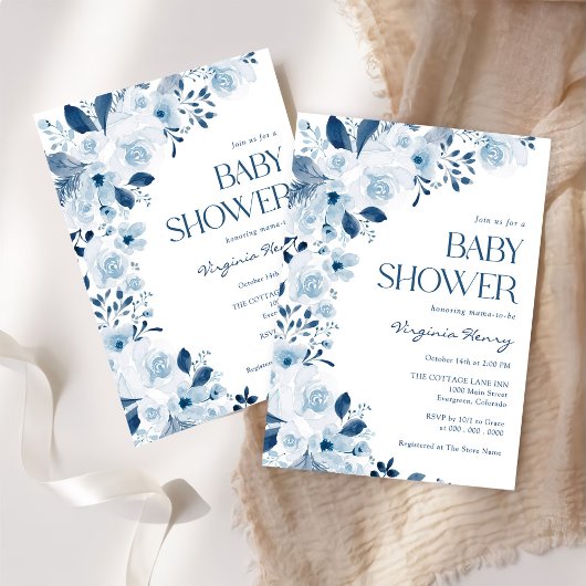 ワイルドフラワーフローラベビーシャワー 招待状