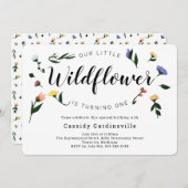 ワイルドフラワーフローラベビーファースト誕生日 招待状 (正面/裏面)