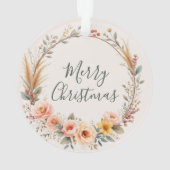 ワイルドフラワーフローラベビー初めてのクリスマスのパーソナライズ オーナメント (裏面)