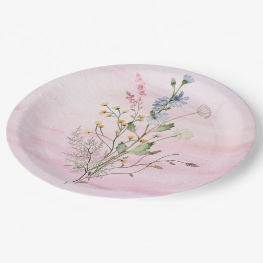 ワイルドフラワーフローラベビー結婚シャワー紙プレート ペーパープレート (アングル)