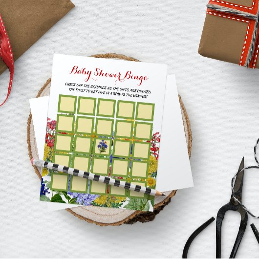 ワイルドフラワーフローラベビー開花シャワービンゴゲーム チラシ