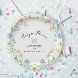 ワイルドフラワーフローラベビー開花バタフライシャワー ペーパープレート
