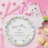 ワイルドフラワーフローラベビー開花バタフライシャワー ペーパープレート (パーティー)