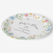 ワイルドフラワーフローラベビー開花バタフライシャワー ペーパープレート (アングル)