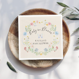 ワイルドフラワーフローラベビー開花水色シャワー スタンダードランチョンナプキン