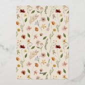 ワイルドフラワーフローラボホベイビーシャワー実在 箔招待状 (裏面)