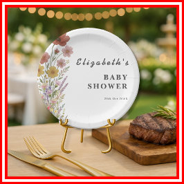 ワイルドフラワーフローラボホベイビーシャワー ペーパープレート