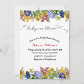 ワイルドフラワーフローラボーイガールベビーイン開花シャワー 招待状 (正面)