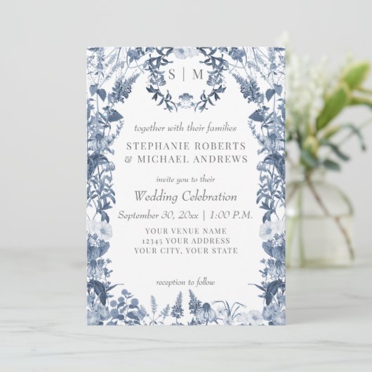 ワイルドフラワーフローラメドウカラフル春結婚ズ 招待状 (スタンド正面)