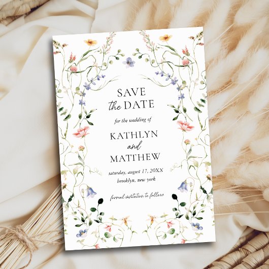 ワイルドフラワーフローラリースガーデンウォーター結婚カラー セーブザデート