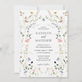 ワイルドフラワーフローラリースガーデンウォーター結婚カラー 招待状 (正面)
