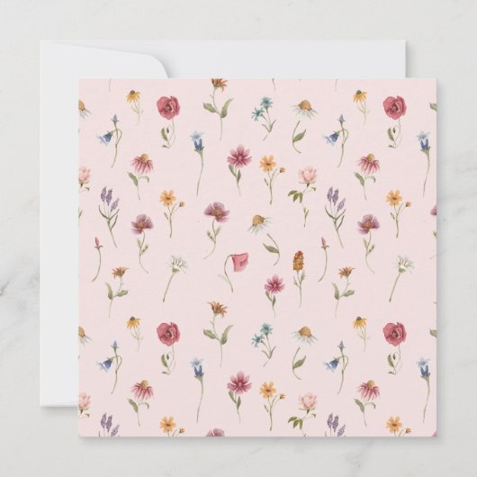 ワイルドフラワーフローラリースガールベビーシャワー 招待状 (裏面)