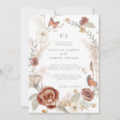 ワイルドフラワーフローラリースバタフライセージ緑 招待状 (正面)