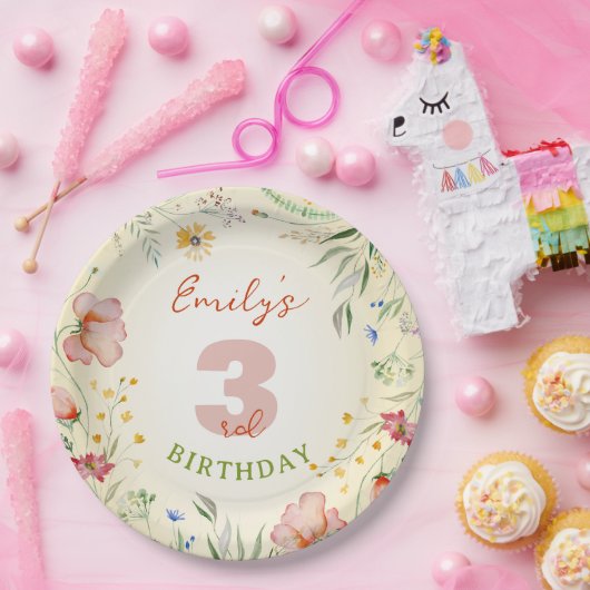 ワイルドフラワーフローラワイルドフラワーガール誕生日パーツ ペーパープレート (パーティー)