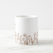 ワイルドフラワーフローラ任意の色の線のブリッ描ドメイド コーヒーマグカップ (中央)