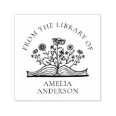 ワイルドフラワーフローラ図書室名前をカスタムする セルフインキングスタンプ (デザイン)