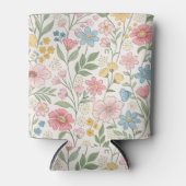 ワイルドフラワーフローラ夏のパターン 缶クーラー (正面)