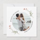 ワイルドフラワーフローラ日付写真を保存 招待状 (裏面)