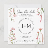 ワイルドフラワーフローラ日付写真を保存 招待状 (正面)