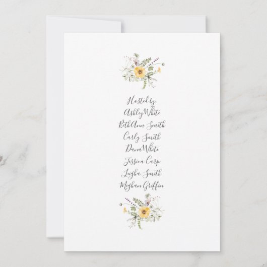 ワイルドフラワーフローラ春ベビーシャワーガール 招待状 (裏面)