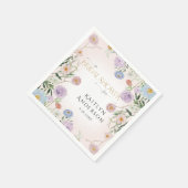 ワイルドフラワーフローラ春赤面ピンクブライダルシャワー スタンダードカクテルナプキン (角)
